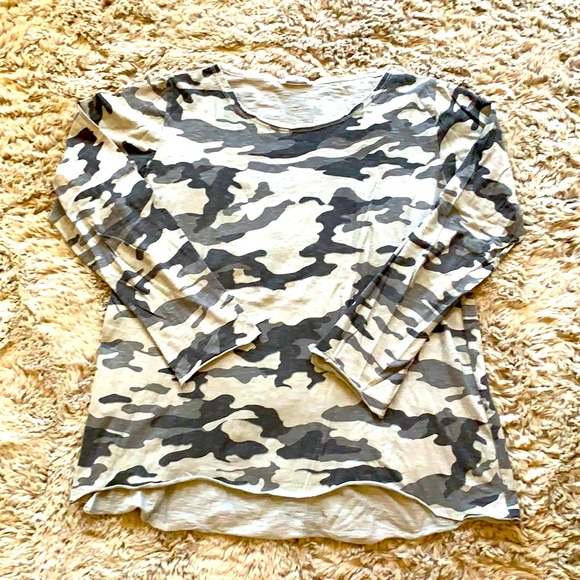 FRENCH 100% COTTON GLITZY ARMY PRINT LONG SLEEVE - Picture 1 of 7